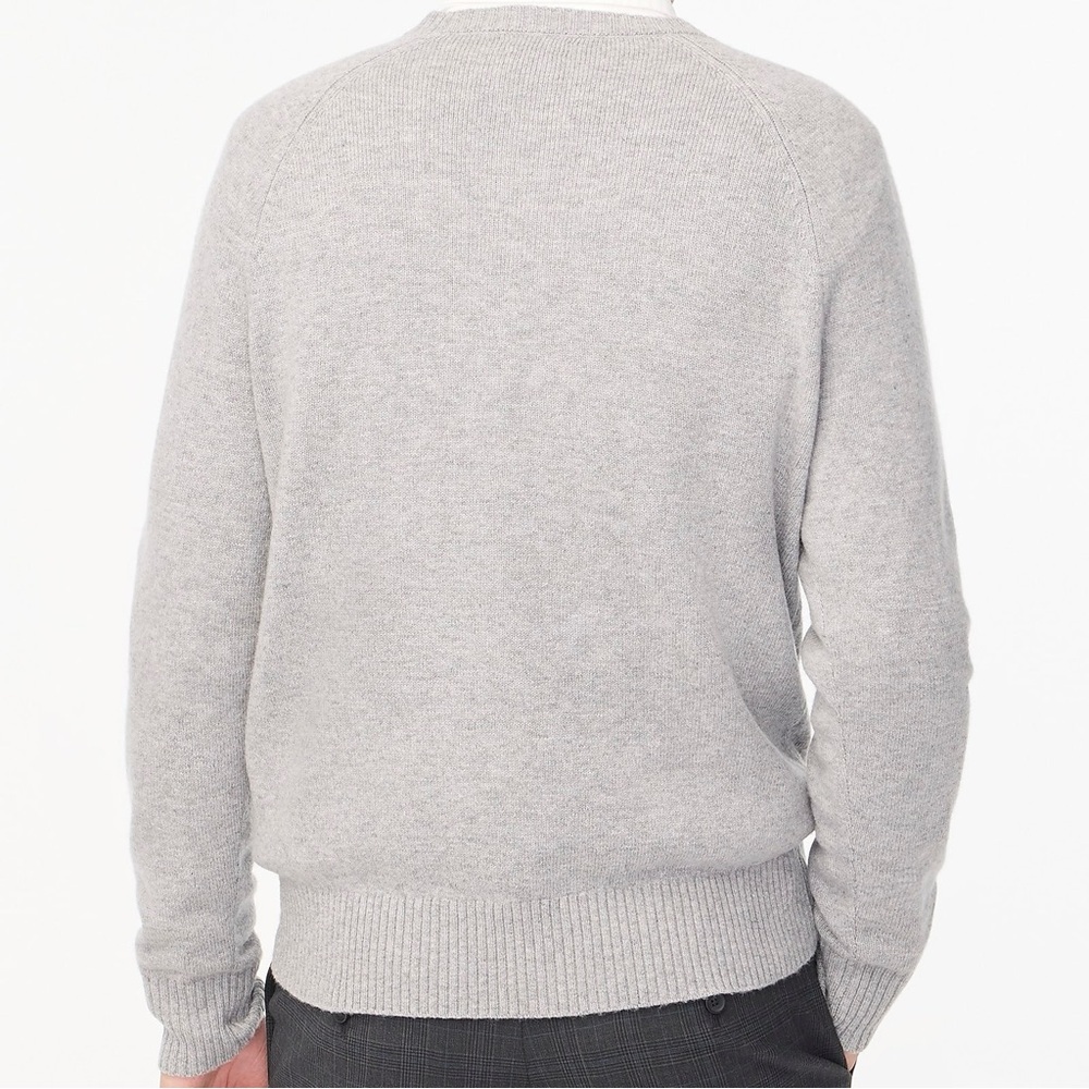 J. Crew Lambs Wool Blend Mens Knit Sweater Long Sleeves Crewneck  Pullover Gray - Picture 5 of 7